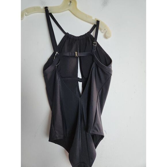 NWT Adore Me Black High Neck Open Front/Racer Back 1 Piece Swimsuit size Large - Picture 2 of 6